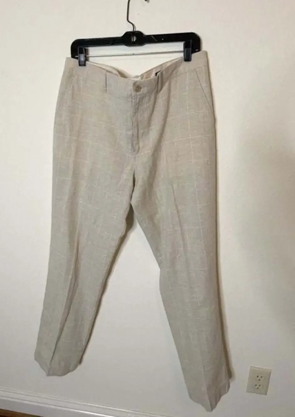 J.Crew Straight-Fit Pant in Linen-Cotton Blend Plaid 36
